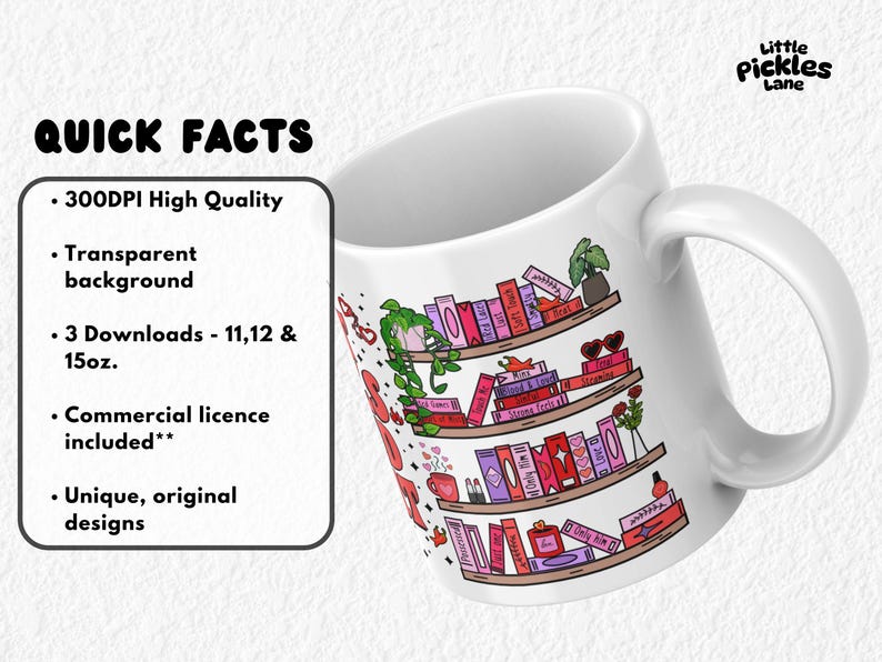Bold “Hot Girls Read Smut” mug wrap design featuring playful, spicy bookshelf illustrations stacked with romance and smutty book titles, iced coffee, heart glasses, chili peppers, and cute girly decor. Designed for 11oz, 12oz, and 15oz sublimation mugs. Perfect for BookTok fans, romance readers, and steamy book club gifts. A sassy, eye-catching design that celebrates spicy reading obsessions in aesthetic style.