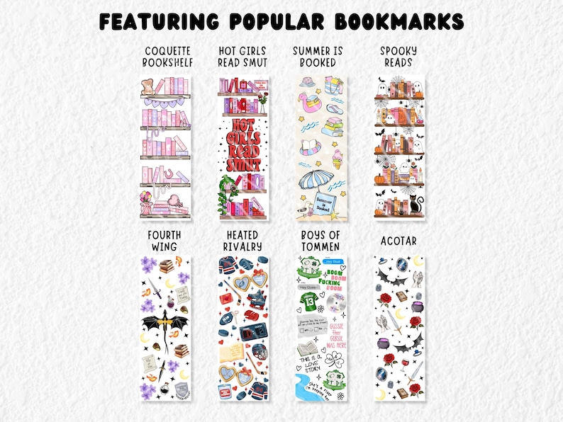 Bookmark Rhemes Bookish Printable Bookmark Bundle PNG, Booktok Printables, Sublimation ...