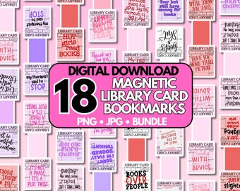 Magnetic Printable Bookmark Quotes, Bookish Quote Printable Library Cards Design, Cricut Bookmarks Bundle Digital Download PNG JPG