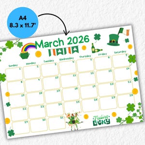 2026 Kalender Druckbare Monatskalender Canva Bearbeitbare Vorlage Schreibtischplaner 26, Familienwand Monatliche Schreibtischpläne Monat Digitaler Download Bild 7