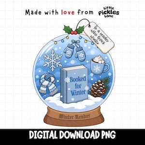 Winter Reader Bookish Sticker T-Shirt Design, Christmas Cozy Book Readers, Sublimation Shirt Mugs Tote Bookworm (Digital Download PNG)