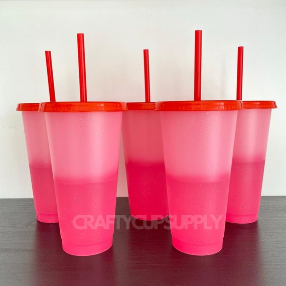 Bulk Blank Pink Red Glitter Cold Cups Colour Changing Etsy