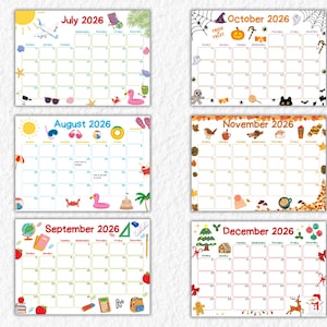 2026 Kalender Druckbare Monatskalender Canva Bearbeitbare Vorlage Schreibtischplaner 26, Familienwand Monatliche Schreibtischpläne Monat Digitaler Download Bild 6