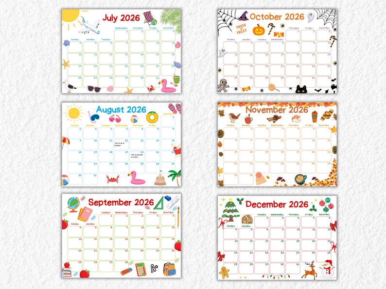 2026 Kalender Druckbare Monatskalender Canva Bearbeitbare Vorlage Schreibtischplaner 26, Familienwand Monatliche Schreibtischpläne Monat Digitaler Download Bild 6