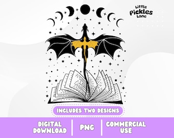 Fourth Wing Digital Download Sticker, Fantasy Dragon Bookish png, Sublimation Designs, UV DTF Prints, Stickers & Tshirts, Popular Now