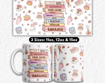Girl Books Mug Wraps Sublimation PNG, Tea Cup Mugs Designs, Digital Wrap for Prints Wrap, Bookish Books Lover, Book Club Girl Trending