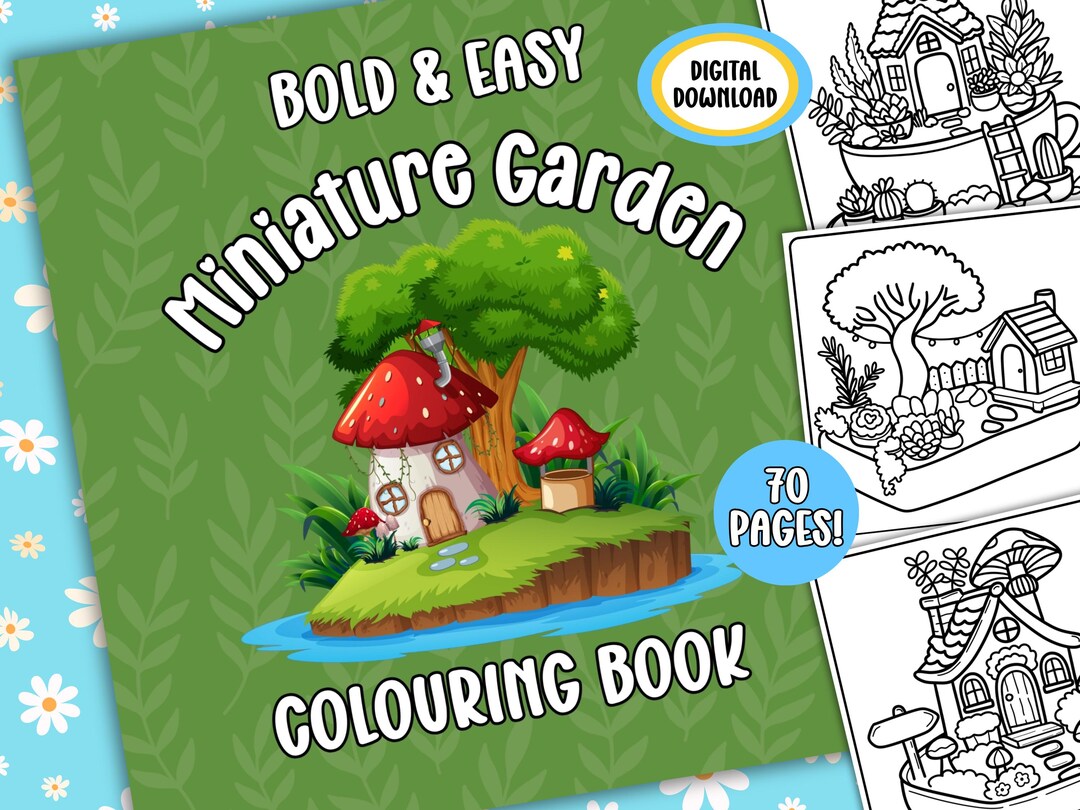 Miniature Garden Bold and Easy Coloring Book | Adult Gardening ...