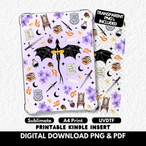Fourth Wing Kindle Case Printable Insert, Fantasy Bookish Design Sublimation (Digital Download PNG PDF)