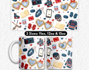 Hockey Romance Mug Wrap Sublimation PNG, Tea Cup Mugs Heated Rivalry Designs (Digital Download)