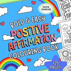 Livro de colorir de ansiedade ousado e fácil | Afirmações de saúde mental | Folhas de citações positivas | Livros de colorir relaxantes | Baixar para impressão