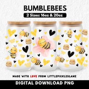 Bee 16oz 20oz Libbey Glass Can Tumbler Wrap PNG, Beer Cans Cup Wraps, Honeycomb Bees, Sublimation UV DTF Design, Summer Honey Bees