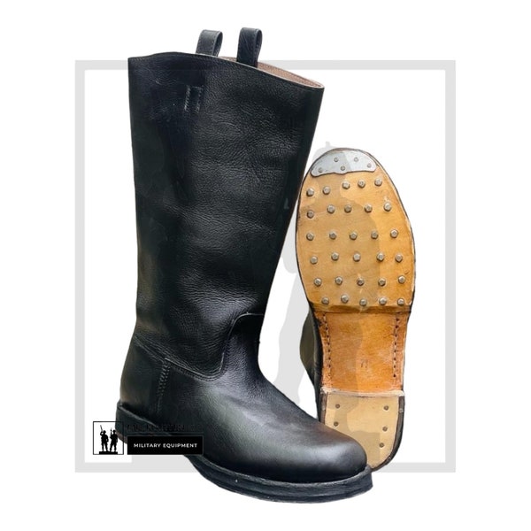 Bottes longues en cuir noir avec clous | Bottes en cuir faites à la main pour hommes et femmes | Bottes de mode | Bottes d'équitation | Bottes Jack