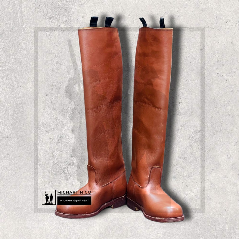 Custom Made Brown Leather Long Boots With Leather Sole Bikers Etsy