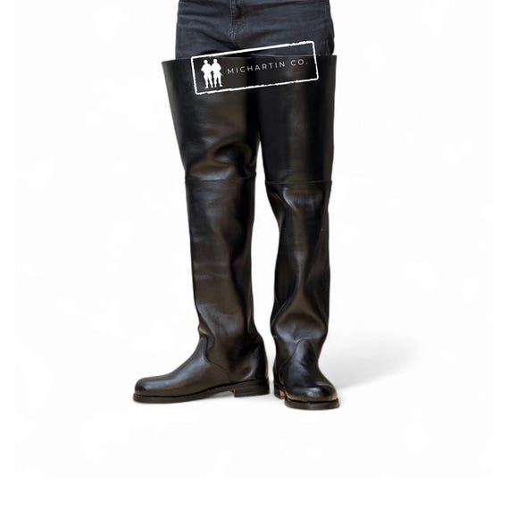 Bottes D'Équitation Hautes Cuir WWI - Style Officier Militaire - Reproduction - Marron - Toutes Tailles