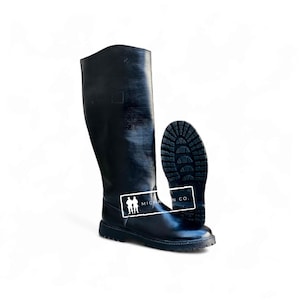 Handmade Black Leather German Jackboots: Military Riding Style
