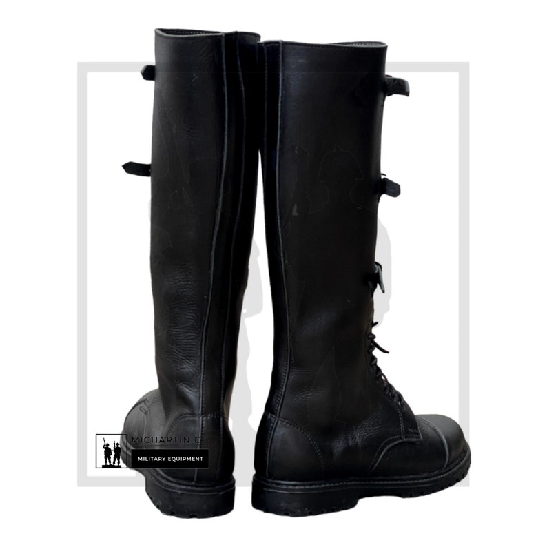 Schwarze Lange Lederstiefel mit Gummisohle, Vorderschnallen styled Boot, handgefertigte Pferdeboots für Männer und Frauen, alle Größen verfügbar Bild 4