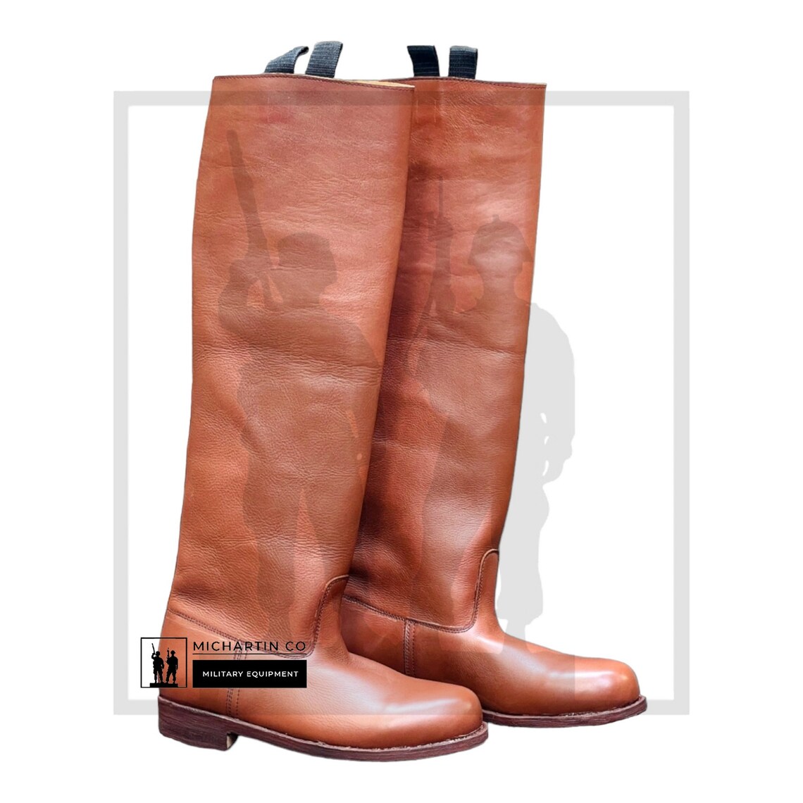 Custom Made Brown Leather Long Boots With Leather Sole Bikers Etsy