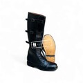 Handmade Black Leather Officer Boots: Tall Triple Buckle Cosplay Boots product logo