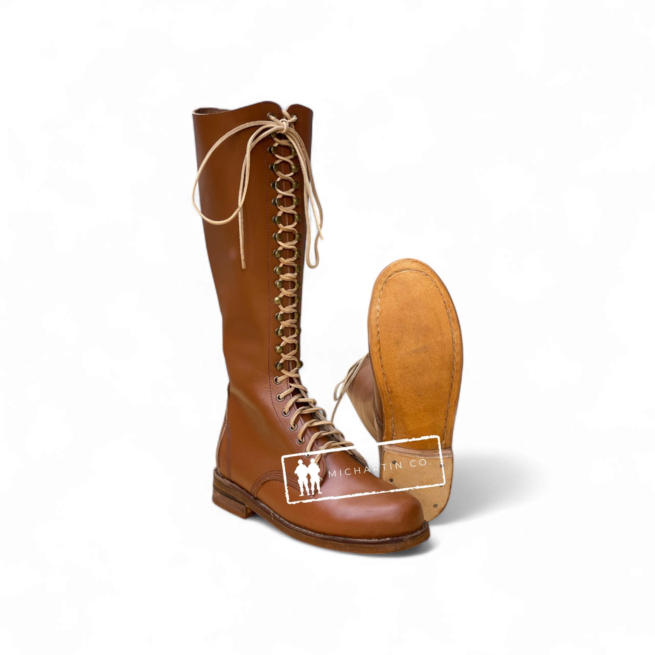 Handmade Brown Leather Victorian Riding Boots: Steampunk Costume