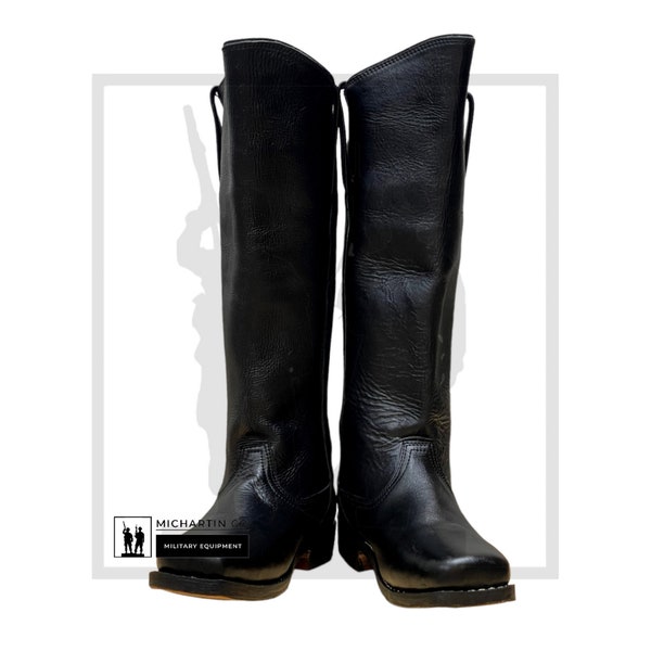 Men's Black Cavalry Leather Long Boots, Custom And All Sizes Available