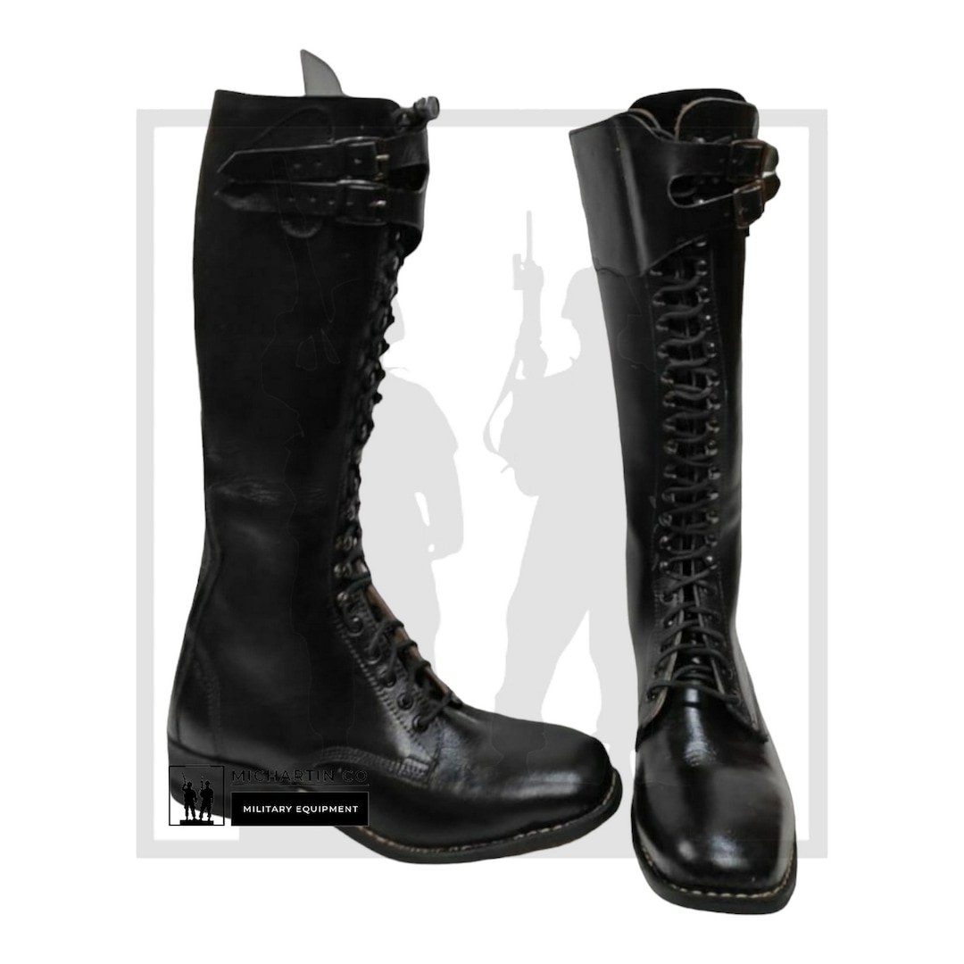 Black Leather Horse Riding Boots With Flap Handmade Leather Boots Long