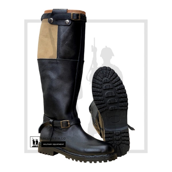 Herrenstiefel aus schwarzem Leder mit Segeltuch- und Gummisohle | Handgemachte Lederstiefel für Männer und Frauen | Mode Stiefel | Lange Stiefel