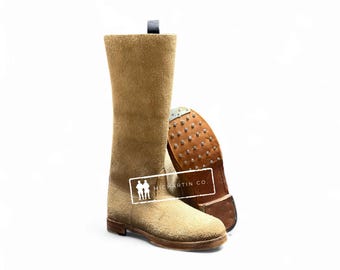 Handmade Leather Jackboots, Vintage Style Army Boots with Hobnails