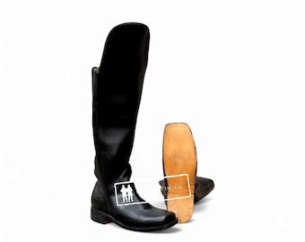 Italian Police Leather Boots, Vintage 80S, With Quick Zip