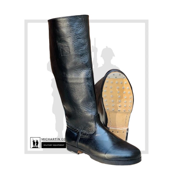 Black Leather Long Boots With Hobnails  | Handmade Leather Boots For Men And Women | Fashion Boots