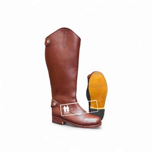 Handcrafted Brown Leather Cavalry Riding Boots: Heritage Officer Style