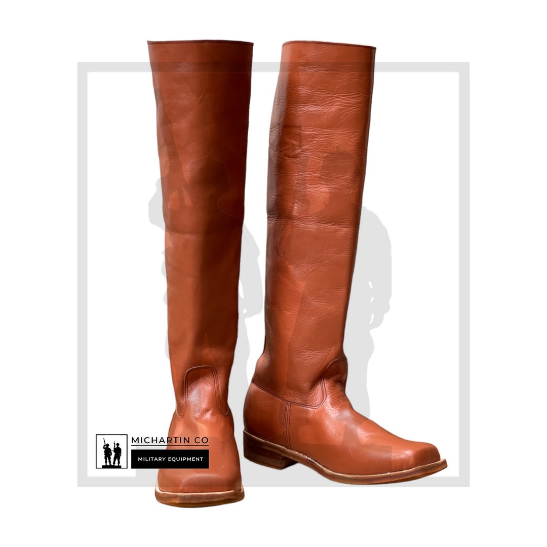 Custom Brown Leather Long Boots With Leather Sole T Toe,bikers Boots