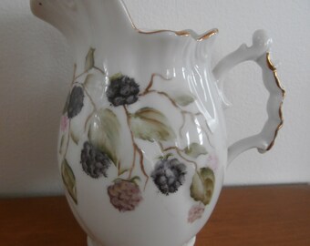 Handpainted Blackberry Vase Pitcher Creamer Vase Porcelain Decoration