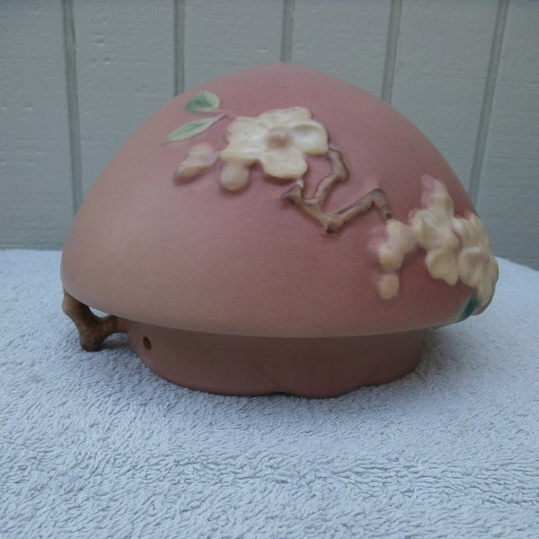 Roseville Pottery Hanging Planter Vase Apple Blossom Pink w/ Handles USA Mint