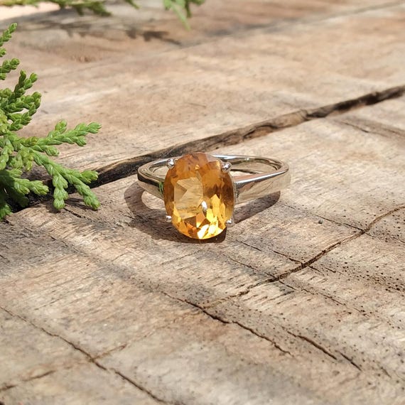 Genuine Yellow Sapphire Ring Natural Sapphire Ring Radiant Ring