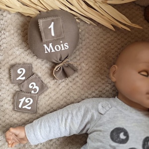 carte étape bébé ballon en tissu, idée cadeau,  évolution 1 an, photo accessoires