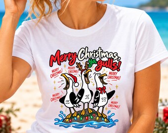 Australian Christmas T-Shirt, Merry Christmas Ya Gulls Shirt, Aussie Christmas Tee, Funny Seagull Shirt, Summer Christmas T-Shirt