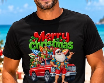 Australian Christmas T-Shirt, Aussie Santa Shirt, Summer Christmas Tee, Surfing Santa T-Shirt, Australian Xmas Shirt, Christmas Gift