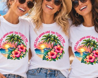 Girls Trip Cruise Shirt, Matching Cruise Shirts, Girls Just Wanna Have Sun Tee, Cruise Vacation Shirt, Tropical Girls Trip T-Shirt