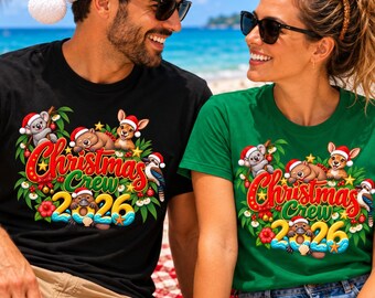 Australian Christmas T-Shirt, Christmas Crew 2026 Shirt, Aussie Animal Christmas Tee, Matching Family Xmas Shirts, Australian Christmas Gift