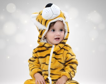 Tiger Baby Onesie | Infant Romper | Unisex Hooded Costume | Baby Boy | Baby Girl | Baby Gift | Kids Animal Costume | Toddler Costume