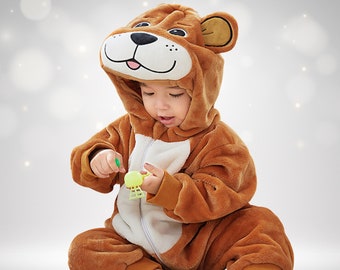 Bear Baby Onesie | Infant Romper | Unisex Hooded Costume | Baby Boy | Baby Girl | Baby Gift | Kids Animal Costume | Toddler Costume