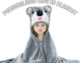 Kids 3D Hooded Blanket | Infant Blanket | Toddler Blanket| Baby Boy | Baby Girl | Baby Gift | Kids Animal Koala Blanket