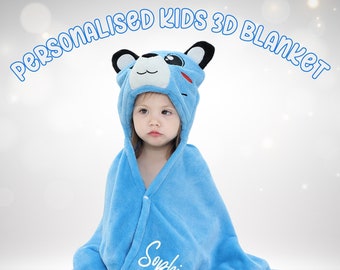 Kids 3D Hooded Blanket | Infant Blanket | Toddler Blanket| Baby Boy | Baby Girl | Baby Gift | Kids Animal Bear Blanket