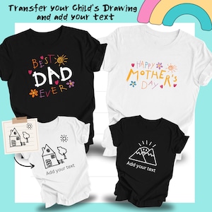 Personalise Kids Drawing T-Shirt| Custom Kids Illustration T-Shirt| Design Your Own Shirt| Child&#39;s Drawing Custom Shirt| Gift for Mum, Dad