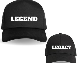 Dad and Son Matching Hats | Legend Legacy Caps | Birthday Gift | Father's Day Gift | Christmas Gift | Trucker Cap | Kids Hat | Matching Caps