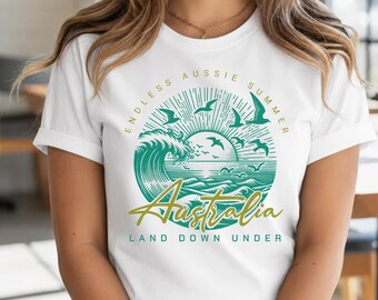 Australian Summer T-Shirt, Australia Beach Shirt, Aussie Souvenir Tee, Land Down Under Shirt, Australian Gift, Aussie Travel T-Shirt