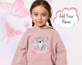 Personalised Infant Youth Hoodie | Custom Name | Koala Design | Personalised Kids Jumper | Baby Gift | Toddler Gift | Pink Baby Gift | Girls