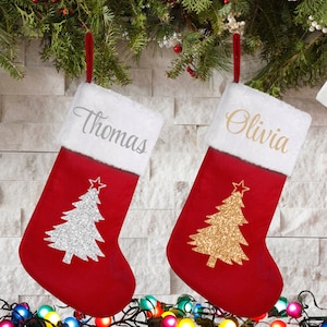 Personalised Christmas Stocking | Christmas Gift Bag | Present Gift Bag | Stocking Stuffer | Custom Name Santa Stocking | Red Xmas Stocking