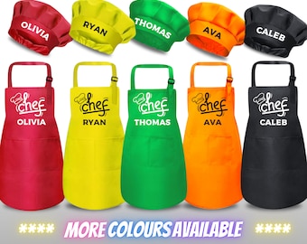 Kids Apron and Chef Hat Set| Kids Apron | Painting Apron | Cooking Apron | Craft Apron | Kids Party | Personalise Kids Apron Chefs Hat