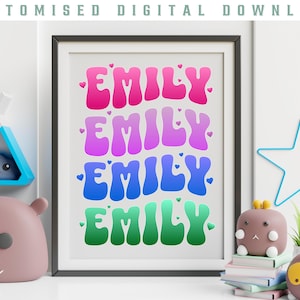 Custom Name Digital Download | Personalised Wall Art | Name Poster | Name Poster | Girls Gift | Baby Gift | Bedroom Art | Kids Bedroom Print